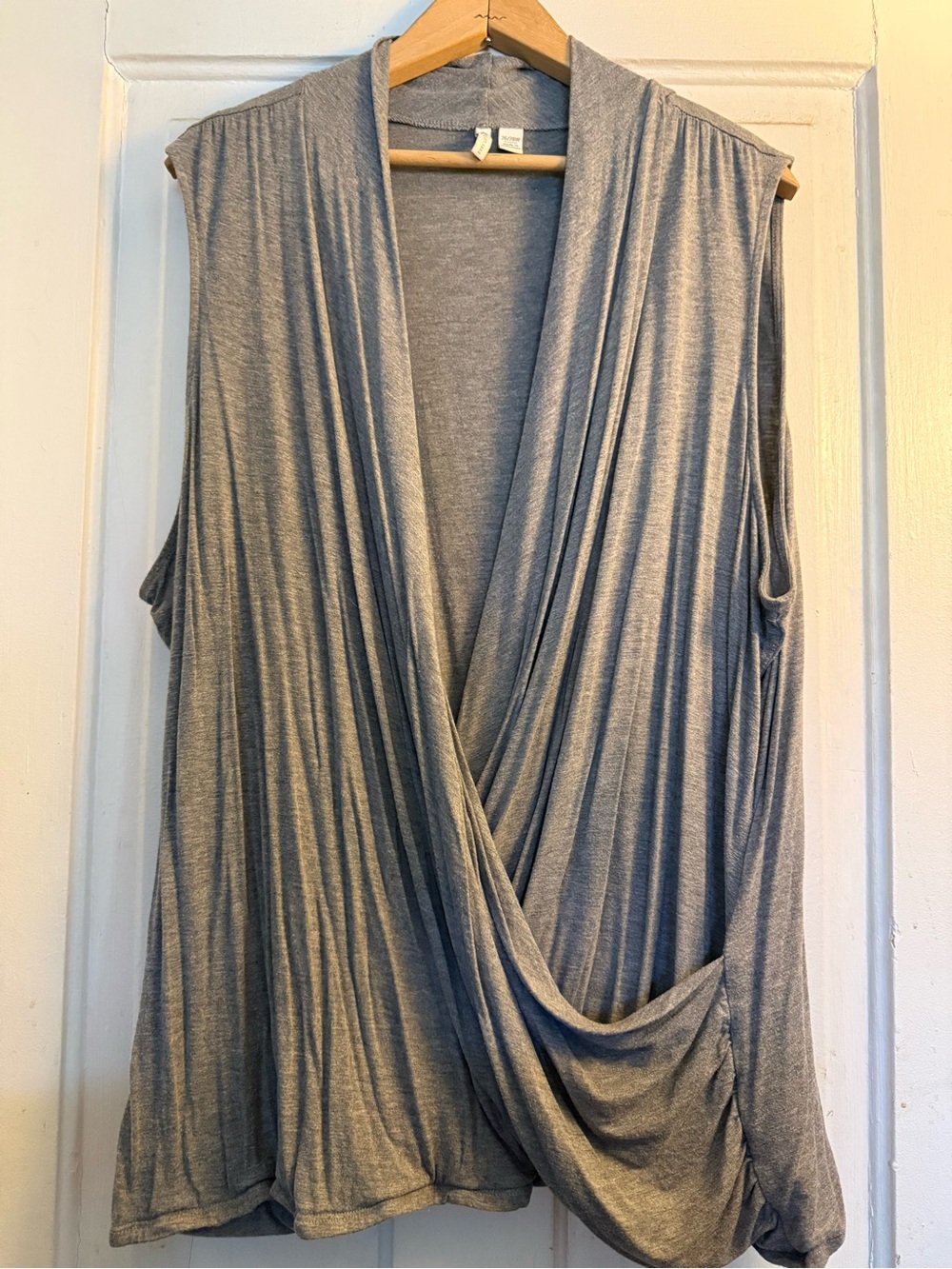 Cato Sleeveless Draped V-Neck Tank Top - Gray